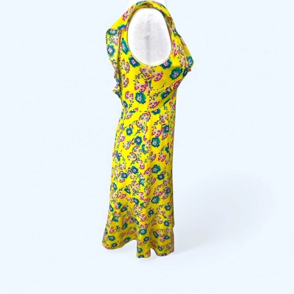 Saloni size 4 Holly ruffled trim silk floral midi dress‎ NWOT